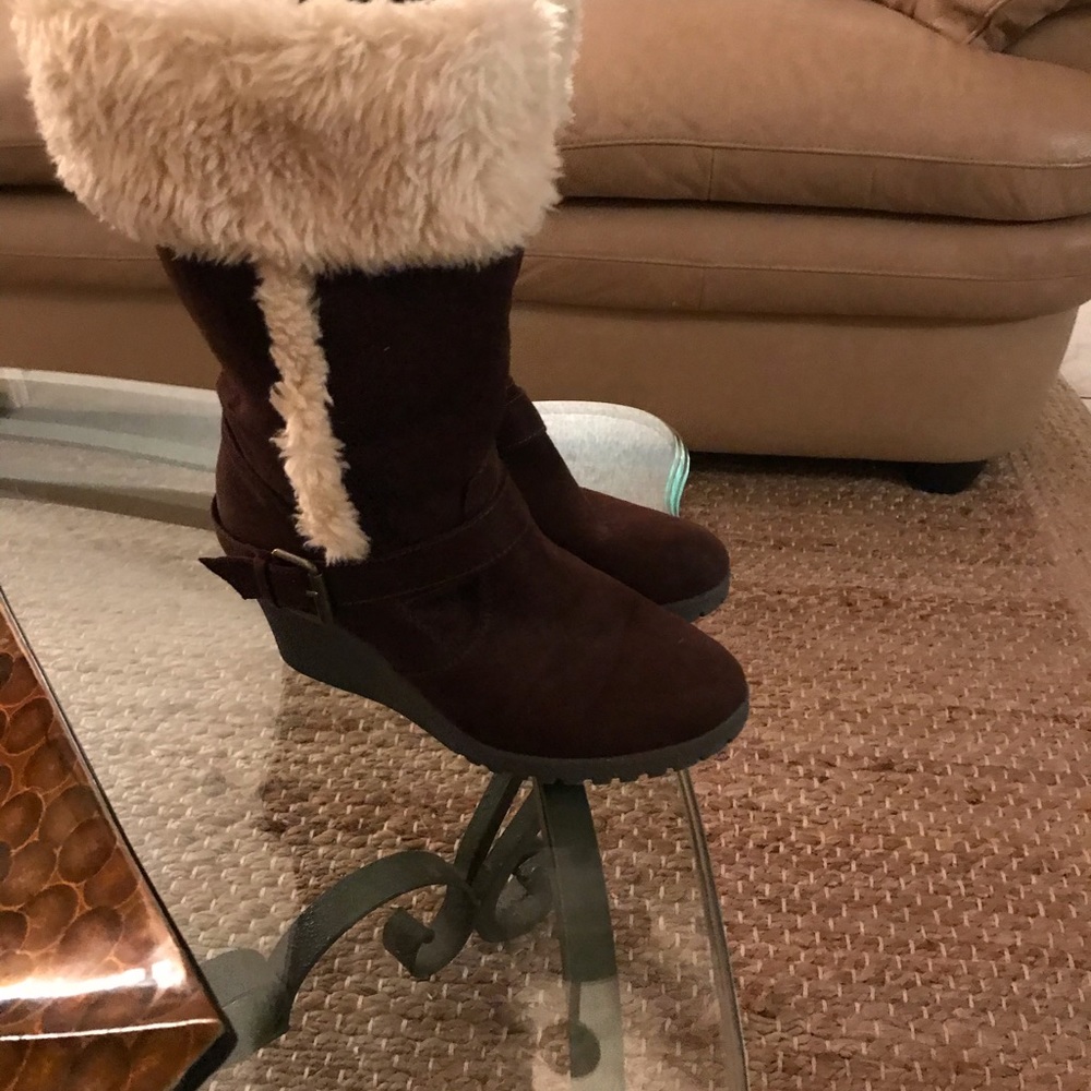 Brown suede boots